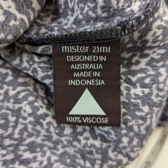 Mister Zimi Nina V-Neck Blue Print Cropped Wide Leg Jumpsuit Size 8 Preowned - Picture 8 of 9